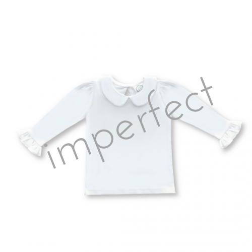 IMPERFECT-Blank Girl's Long Sleeve Peter Pan Collar Tee